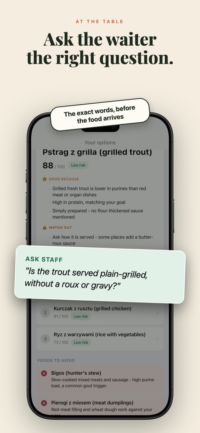 Ask the waiter the right question - the exact words before the food arrives
