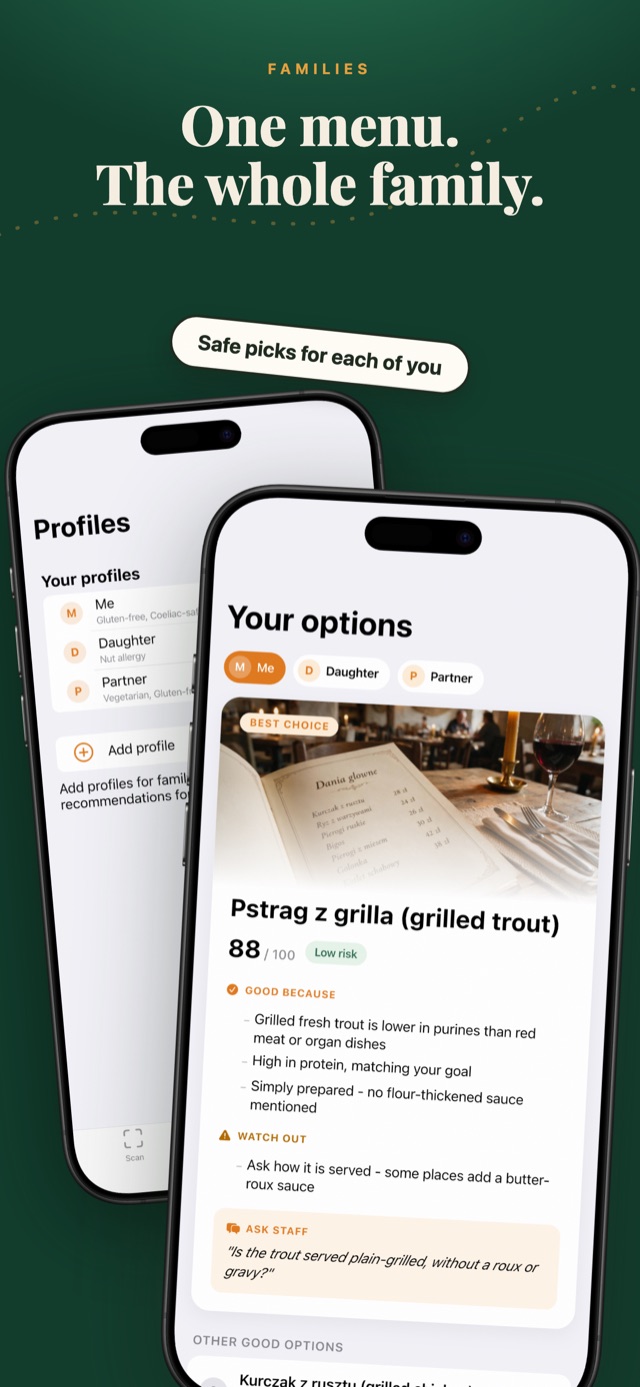 One menu, the whole family - safe picks for each profile